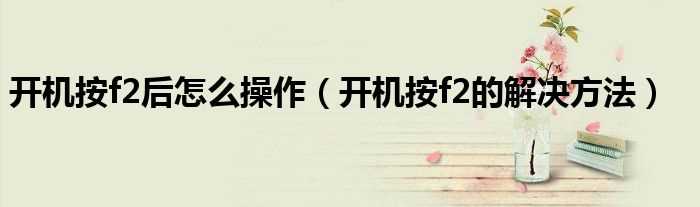 开机按f2的解决办法步骤_开机按f2后怎么操作?(开机按f2的解决方法)