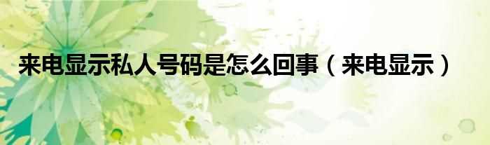 来电显示_来电显示私人号码是怎么回事?(来电显示私人号码)