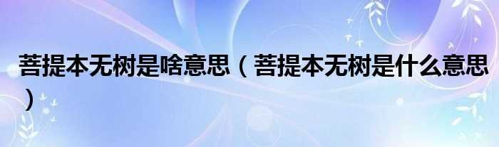 菩提本无树是什么意思_菩提本无树是啥意思?(菩提本无树)