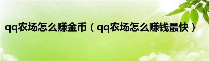 qq农场怎么赚钱最快_qq农场怎么赚金币?(qq农场赚钱)