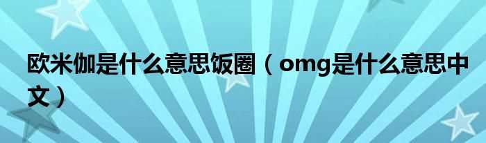 omg是什么意思中文_欧米伽是什么意思饭圈?(欧米伽)