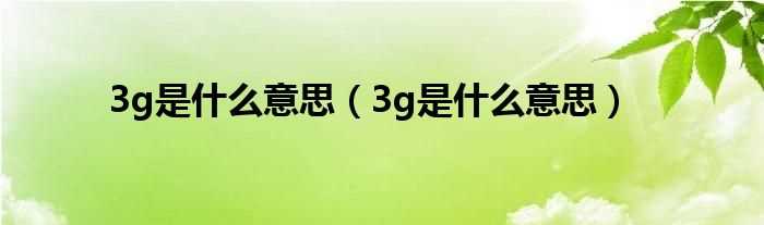 3g是什么意思_3g是什么意思?(3g什么意思)