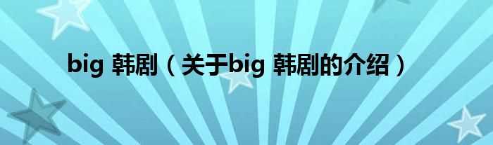 关于big_韩剧的介绍_big_韩剧(韩版big)