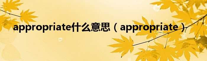 appropriate_appropriate什么意思?(appropriate)