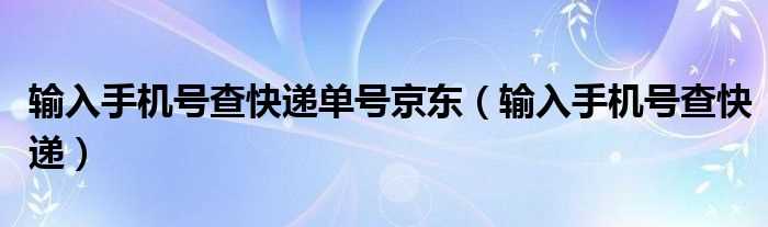 输入手机号查快递_输入手机号查快递单号京东(输入手机号查京东快递)