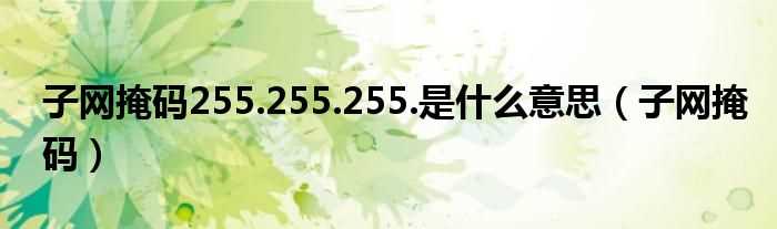 子网掩码_子网掩码255.255.255.是什么意思?(子网掩码是什么)