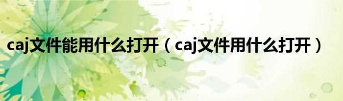 caj文件用什么打开_caj文件能用什么打开?(caj)