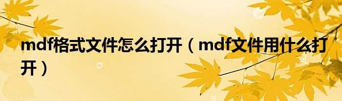 mdf文件用什么打开_mdf格式文件怎么打开?(mdf文件)