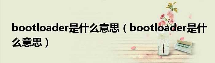 bootloader是什么意思_bootloader是什么意思?(bootloader是什么意思)