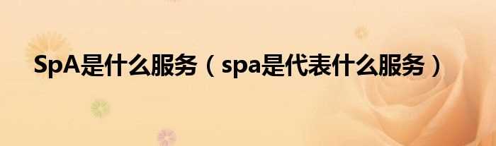 spa是代表什么服务_SpA是什么服务?(spa是什么服务啊)