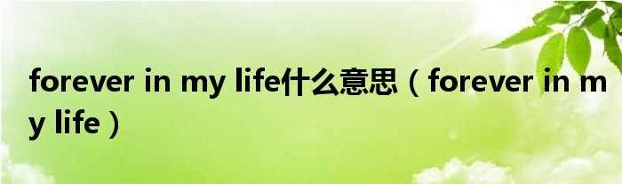 forever_in_my_life_forever_in_my_life什么意思?(forever in my life)