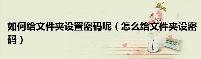 怎么给文件夹设密码_怎么给文件夹设置密码呢?(给文件夹设置密码)