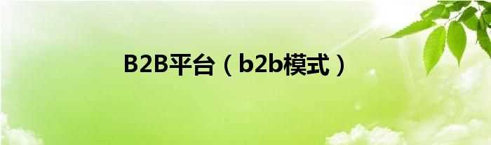 b2b模式_B2B平台(b2b平台)