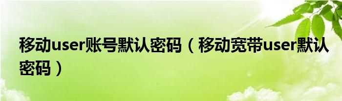 移动宽带user默认密码_移动user账号默认密码(移动初始密码)