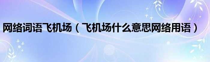 飞机场什么意思网络用语_网络词语飞机场?(飞机场)