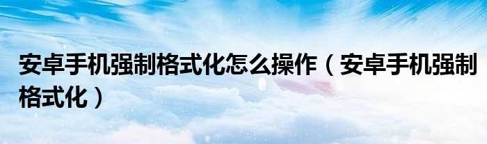 安卓手机强制格式化_安卓手机强制格式化怎么操作?(安卓手机怎么格式化)