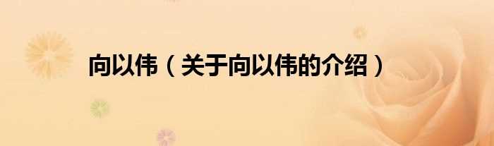 关于向以伟的介绍_向以伟(向以伟)