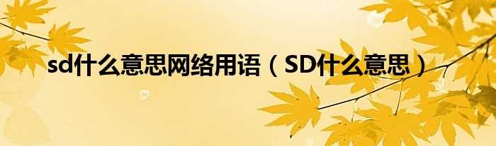 SD什么意思_sd什么意思网络用语?(sd)