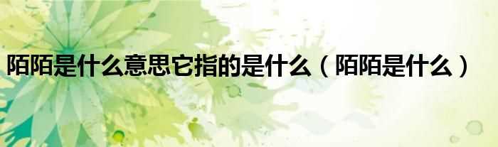 陌陌是什么_陌陌是什么意思它指的是什么?(陌陌是什么意思)