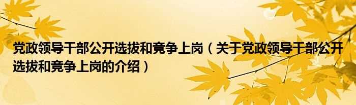 关于党政领导干部公开选拔和竞争上岗的介绍_党政领导干部公开选拔和竞争上岗(公开选拔和竞争上岗)