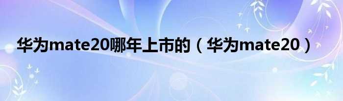 华为mate20_华为mate20哪年上市的?(华为mate20上市时间)