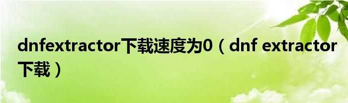 dnf_extractor下载_dnfextractor下载速度为0(dnf extractor下载)