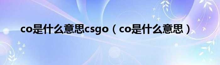 co是什么意思_co是什么意思csgo?(co)