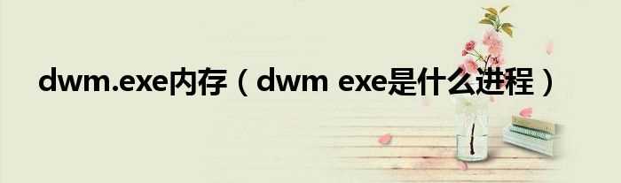 dwm_exe是什么进程_dwm.exe内存?(dwm.exe)