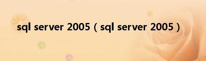sql_server_2005_sql_server_2005(sql server 2005)