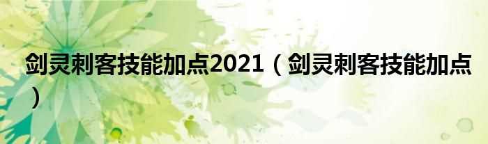 剑灵刺客技能加点_剑灵刺客技能加点2021(剑灵刺客技能加点)