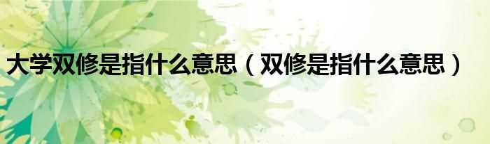 双修是指什么意思_大学双修是指什么意思?(双修是什么意思)