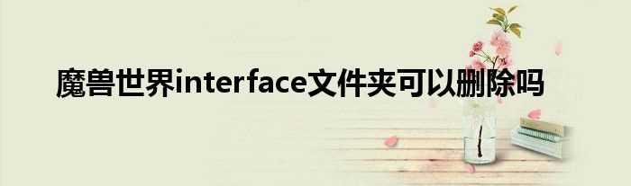 魔兽世界interface文件夹可以删除吗?(魔兽世界interface)