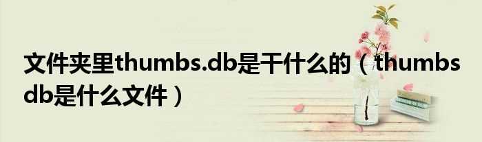 thumbs_db是什么文件_文件夹里thumbs.db是干什么的?(thumbs.db)