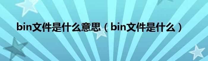 bin文件是什么_bin文件是什么意思?(bin 文件)