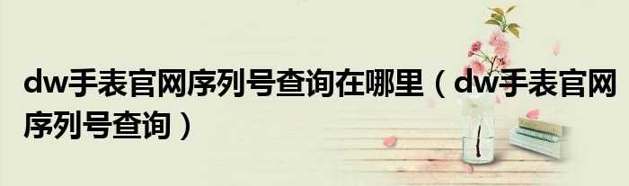 dw手表官网序列号查询_dw手表官网序列号查询在哪里?(dw官网)