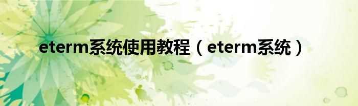 eterm系统_eterm系统使用教程(eterm)