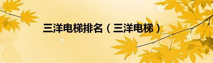 三洋电梯_三洋电梯排名(三洋电梯)