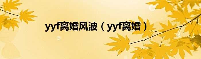 yyf离婚_yyf离婚风波(yyf离婚)