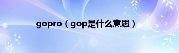 gop是什么意思_gopro?(gop)
