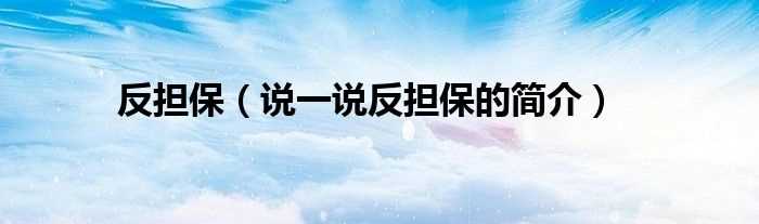 说一说反担保的简介_反担保(反担保)