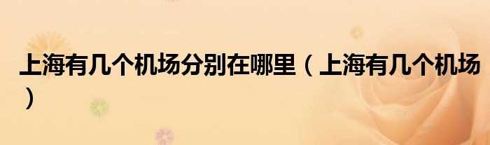 上海有几个机场_上海有几个机场分别在哪里?(上海机场)