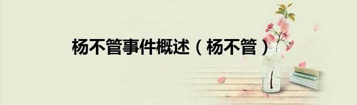 杨不管_杨不管事件概述(杨不管)