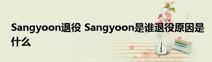 Sangyoon退役_Sangyoon是谁退役原因是什么?(Sangyoon退役)
