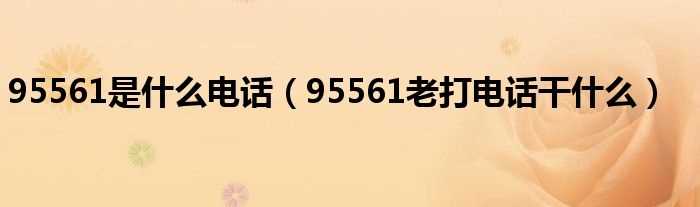 95561老打电话干什么_95561是什么电话?(95561)