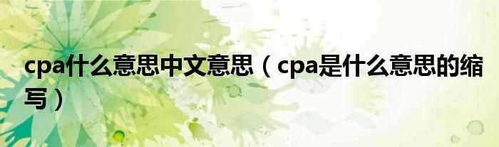 cpa是什么意思的缩写_cpa什么意思中文意思?(cpa是什么意思)
