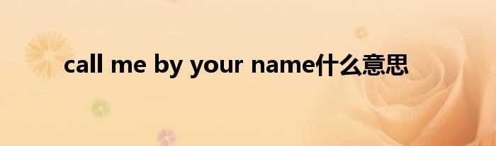 call_me_by_your_name什么意思?(call me by your name)