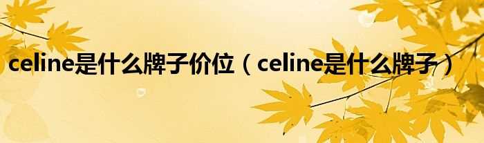 celine是什么牌子_celine是什么牌子价位?(celine)