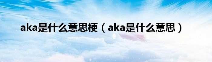 aka是什么意思_aka是什么意思梗?(aka)