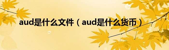 aud是什么货币_aud是什么文件?(aud)