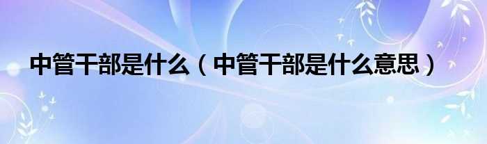 中管干部是什么意思_中管干部是什么?(中管干部)